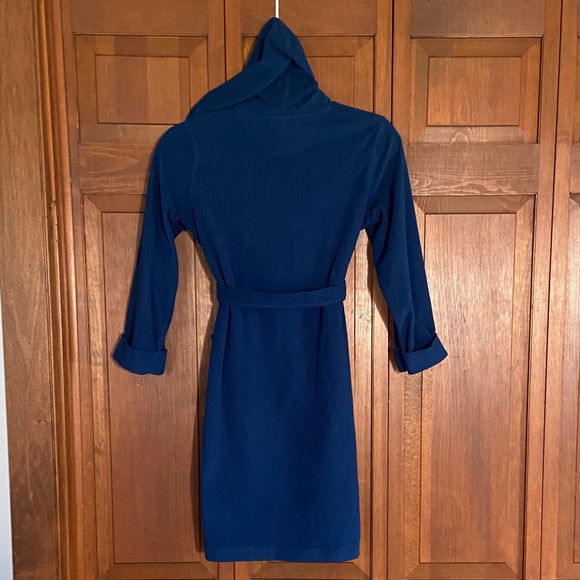 Lands' End Navy Hooded Kids BathRobe Size 8 - Picture 2 of 11